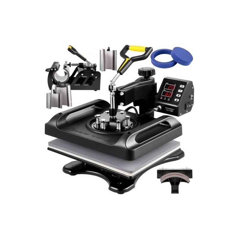 Lämpöprässilaite 29x38cm 8-toiminen 360-asteinen kääntyvä kaksoisputkilämmitys T-paidoille ja mukeille