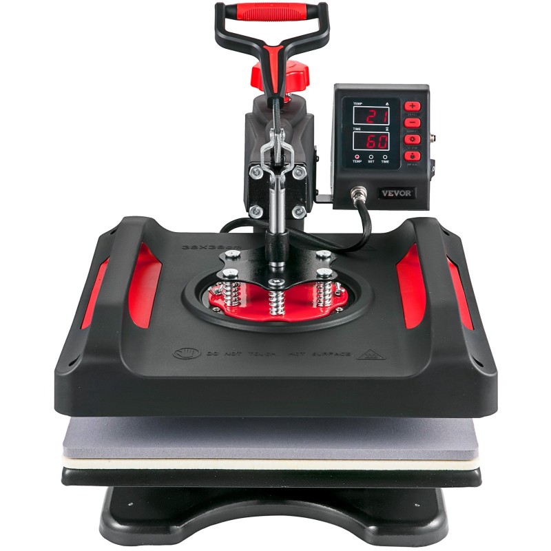 Lämpöprässi 38x38cm 5-toiminen 1200 W 360° kääntyvä tekstiileille, mukeille, lautasille ja lippiksille