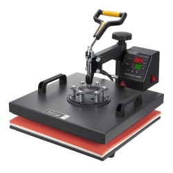 Kaksitoiminen kääntyvä lämpöprässi 38x38cm teflonpinnoite digitaalinen ohjaus lippalakkipuristin