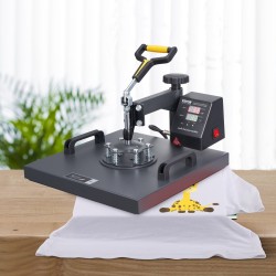 Kaksitoiminen kääntyvä lämpöprässi 38x38cm teflonpinnoite digitaalinen ohjaus lippalakkipuristin