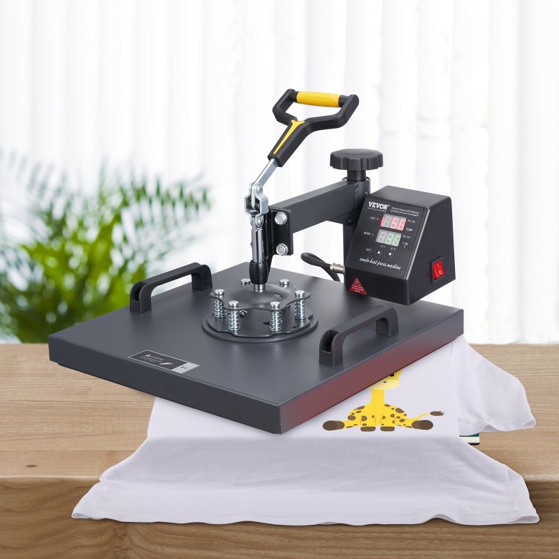 Kaksitoiminen kääntyvä lämpöprässi 38x38cm teflonpinnoite digitaalinen ohjaus lippalakkipuristin