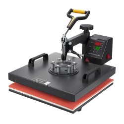 Kaksitoiminen kääntyvä lämpöprässi 38x38cm teflonpinnoite digitaalinen ohjaus lippalakkipuristin