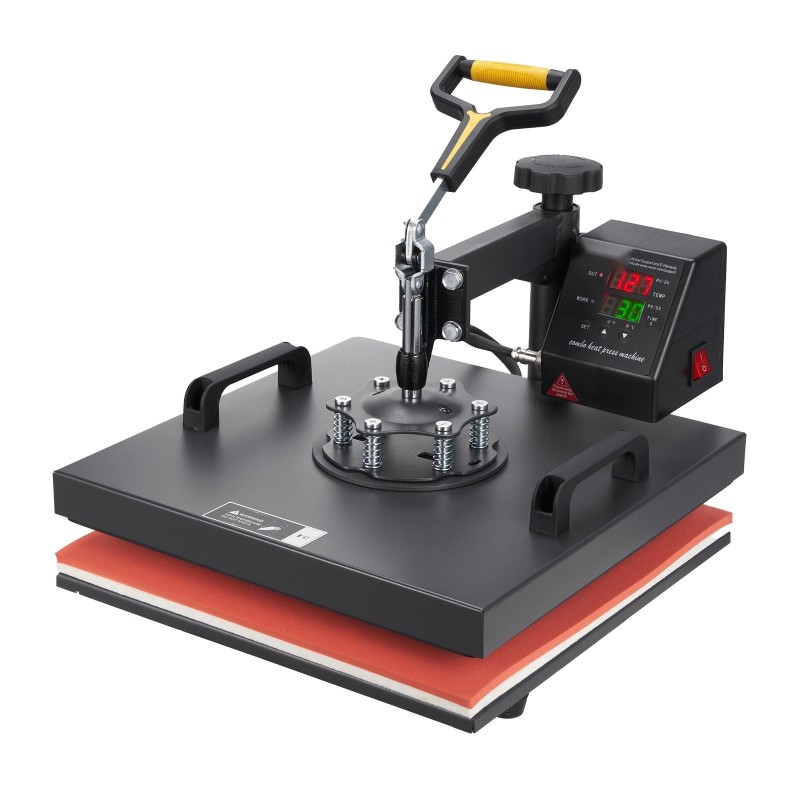 Kaksitoiminen kääntyvä lämpöprässi 38x38cm teflonpinnoite digitaalinen ohjaus lippalakkipuristin