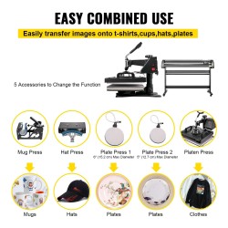 53-tuumainen vinyylileikkuri ja monitoimilämpöpuristin painopinta 29x38cm T-paitoihin mukeille lippiksiin