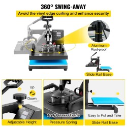 Lämpöprässi 25x30 cm kaksiosainen tasoprässi ja lippisprässi Teflon-pinnoitettu digitaalinen ohjaus