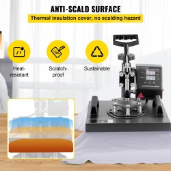 Lämpöprässi 25x30 cm kaksiosainen tasoprässi ja lippisprässi Teflon-pinnoitettu digitaalinen ohjaus