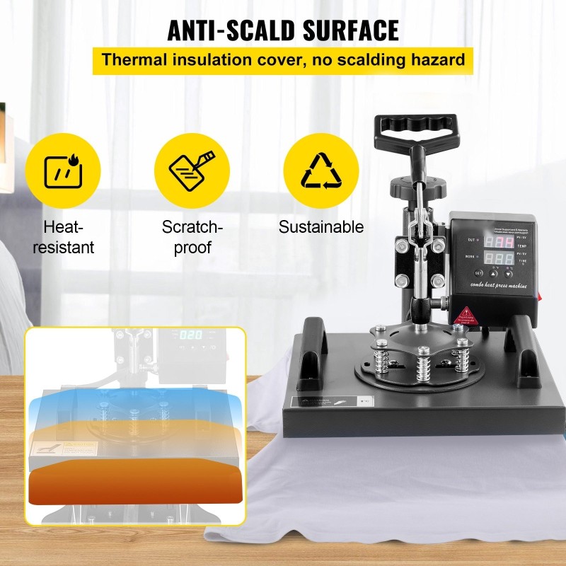 Lämpöprässi 25x30 cm kaksiosainen tasoprässi ja lippisprässi Teflon-pinnoitettu digitaalinen ohjaus