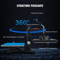 Lämpöprässilaite 5-in-1 12 x 15 tuumaa digitaalinen lämpötilaohjaus t-paitoille ja mukeille