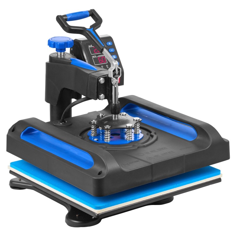 Lämpöprässi 38 x 38 cm lämmityslevy t-paidoille digitaalinen ajastin 360 asteen kääntyvä