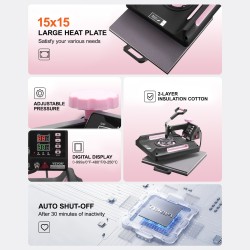 Lämpöprässi 8-toiminen muovi alumiiniseos 380x380 mm musta