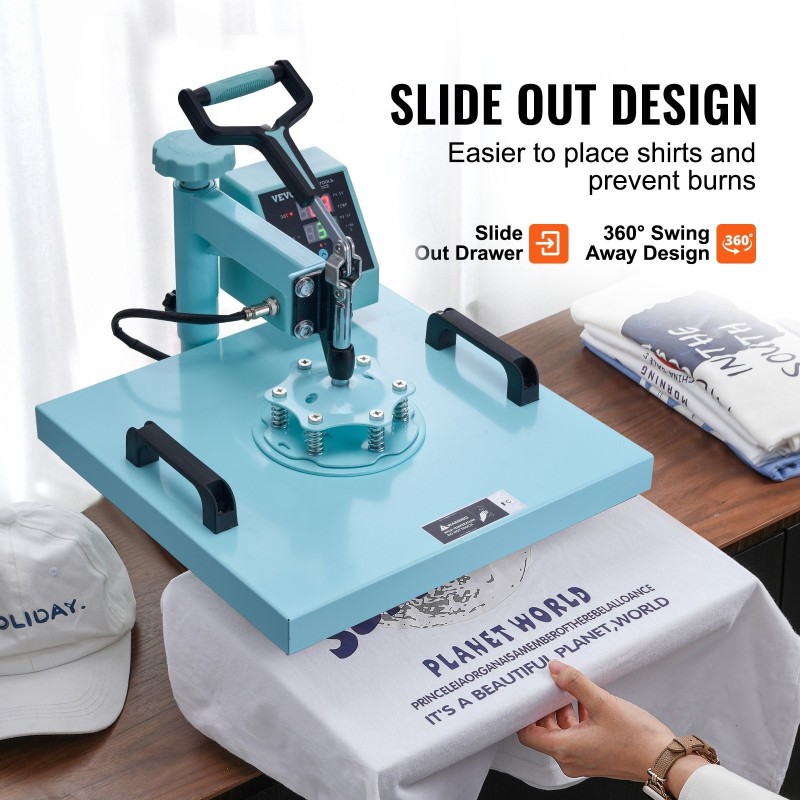 Lämpöprässi peltilevy alumiiniseos 380 x 380 mm 8-osainen lisäosilla T-paitoihin mukeille lippiksiin