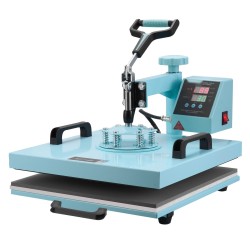 Lämpöprässi peltilevy alumiiniseos 380 x 380 mm 8-osainen lisäosilla T-paitoihin mukeille lippiksiin