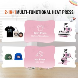 Lämpöprässi 300x250 mm kaksitoiminen tasoprässi ja lippaprässi pinkki