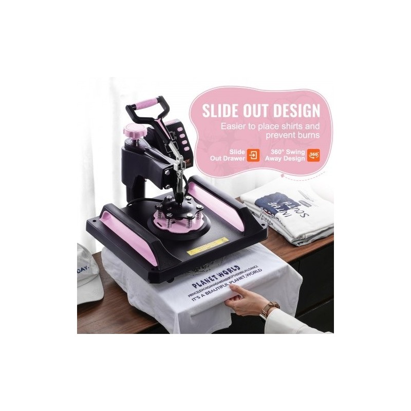 Monikäyttöinen lämpöprässi muovi alumiiniseos 290x380mm musta pinkki