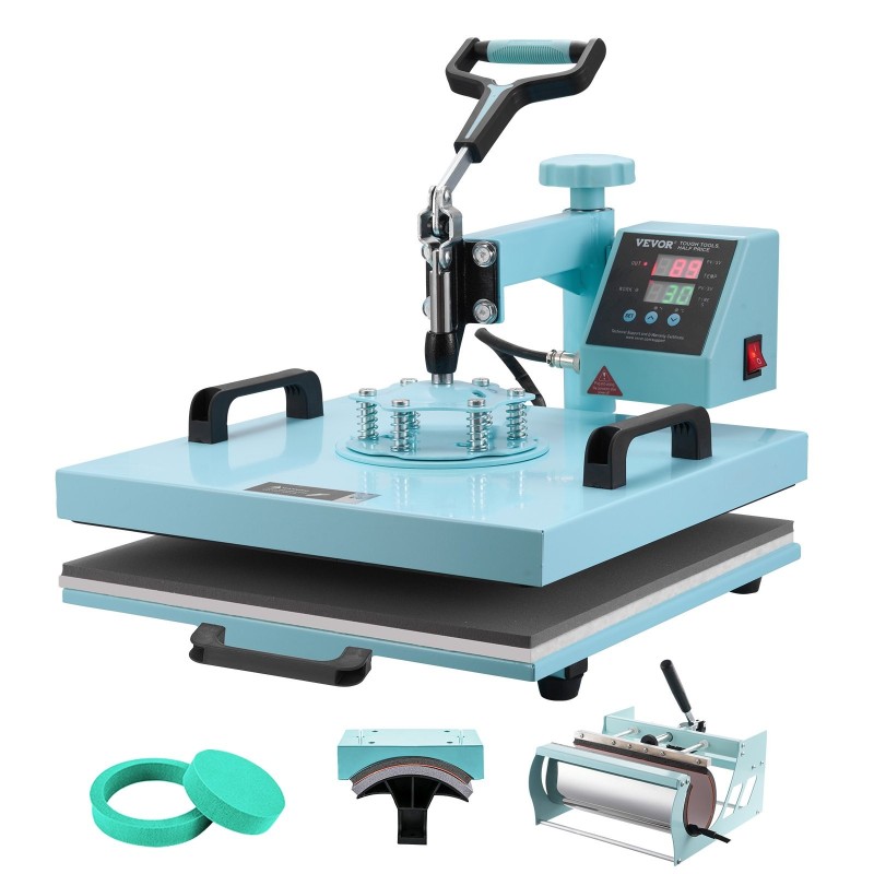 Lämpöprässi 15x15 tuumaa monitoiminen digitaalinen ohjaus 360 astetta kääntyvä varsi