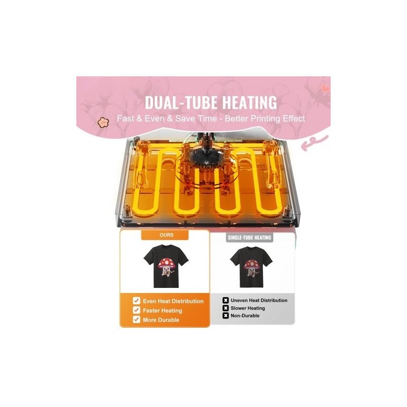 Lämpöprässilaite 300 x 250 mm pinkki T-paitojen ja tekstiilien painamiseen