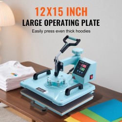 Lämpöprässikone levymetalli ja alumiiniseos 300 x 380 mm kaksitoiminen T-paitoihin ja lippalakkeihin