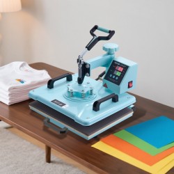 Lämpöprässikone levymetalli ja alumiiniseos 300 x 380 mm kaksitoiminen T-paitoihin ja lippalakkeihin