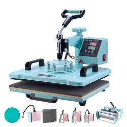 Lämpöprässi teräs alumiini 300 x 380 mm 8-osainen vaatteille ja mukeille vihreä