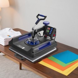 8-toimintoinen lämpöprässi lämpölevy 38 x 38 cm kaksipaikkainen mukiprässi musta sininen