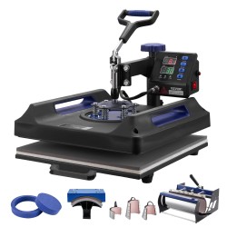 8-toimintoinen lämpöprässi lämpölevy 38 x 38 cm kaksipaikkainen mukiprässi musta sininen