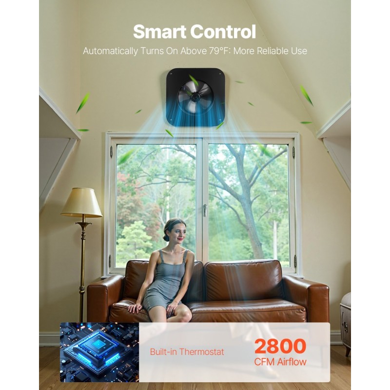 Ullakkotuuletin alumiiniseos 42 wattia aurinkokäyttöinen harjaton moottori termostaatti langaton kaukosäädin