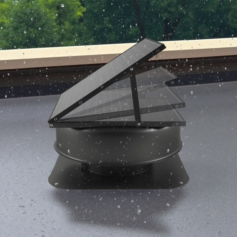 Ullakkotuuletin alumiiniseos 42 wattia aurinkokäyttöinen harjaton moottori termostaatti langaton kaukosäädin