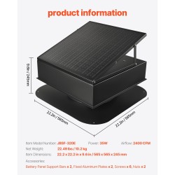 Kattotuuletin ullakolle aurinkokäyttöinen 35W monokiteisellä aurinkopaneelilla harjaton tasavirtamoottori automaattinen lämpö ja