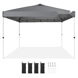 Pop up -katos 304,8 x 304,8 cm 250D PU hopeapinnoitettu tummanharmaa hiiliteräsrunko