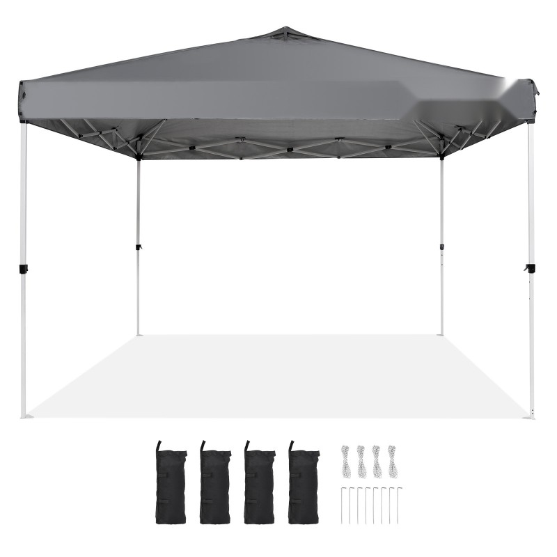 Pop up -katos 304,8 x 304,8 cm 250D PU hopeapinnoitettu tummanharmaa hiiliteräsrunko