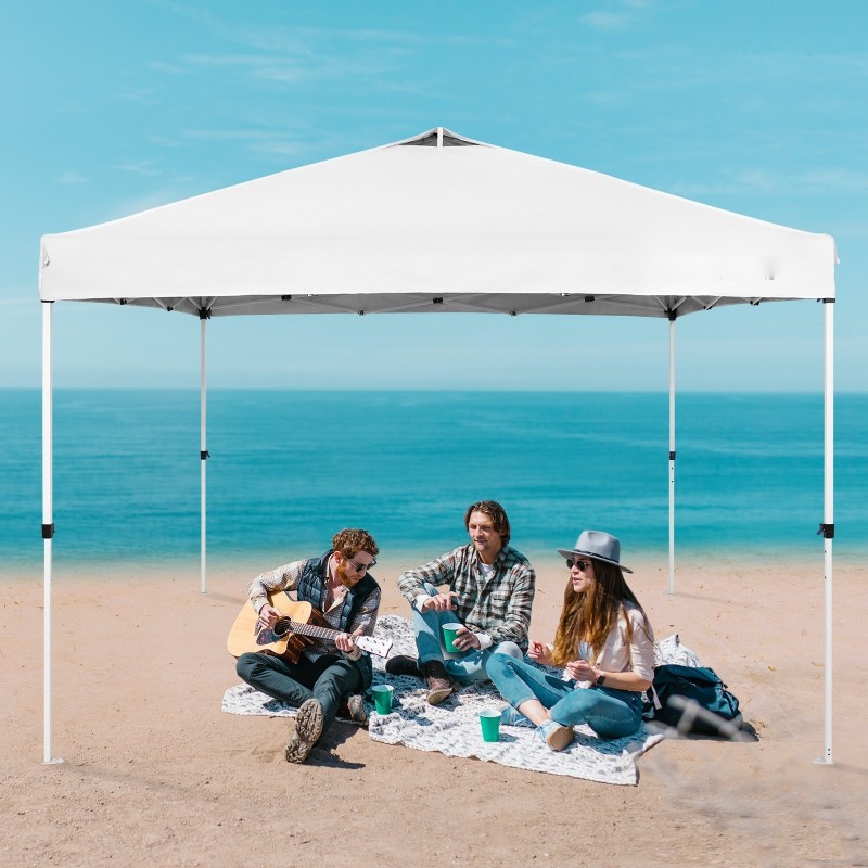 Pikapystytettävä juhlateltta 250D PU-kate hiiliteräsrunko 304,8 x 304,8 cm valkoinen kuljetuslaukku