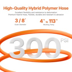 Sisäänkelautuva paineilmaletkukela 3/8-tuuma 15,24 m hybridi-polymeeriletku 300 PSI polypropeenikotelo