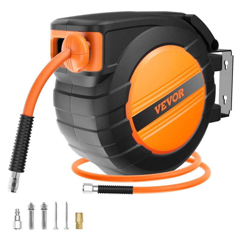 Sisäänkelautuva paineilmaletkukela 3/8-tuuma 15,24 m hybridi-polymeeriletku 300 PSI polypropeenikotelo