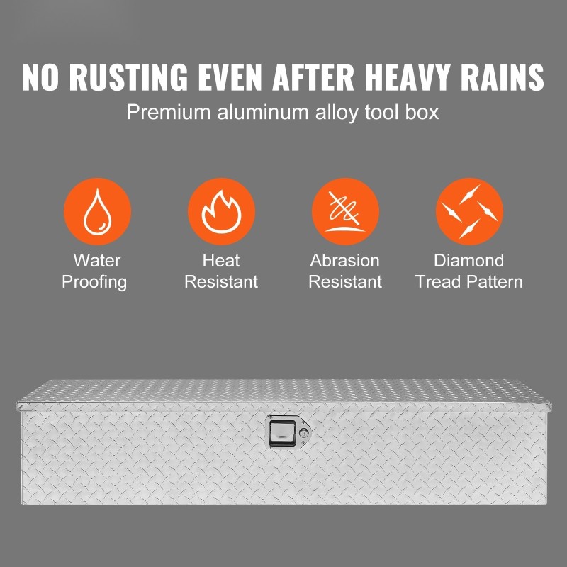 Alumiininen raskaan käytön työkalulaatikko timanttikuvioitu pinta lukittava kahdella avaimella 1219x381x381 mm