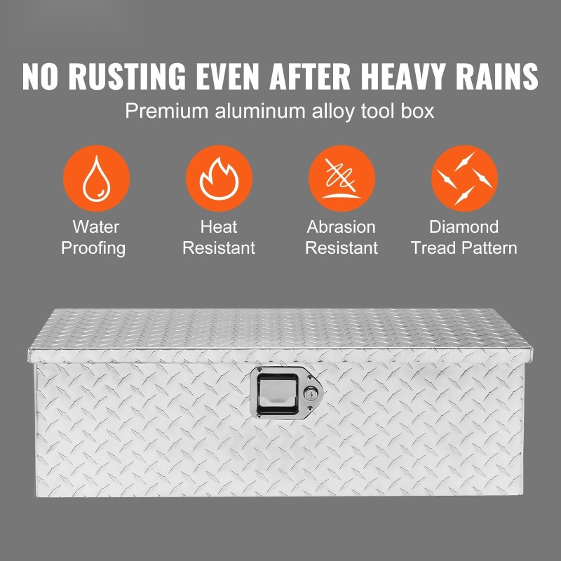 Alumiininen timanttikuvioitu työkalulaatikko 76,2 x 33 x 24,4 cm 64 l hopea