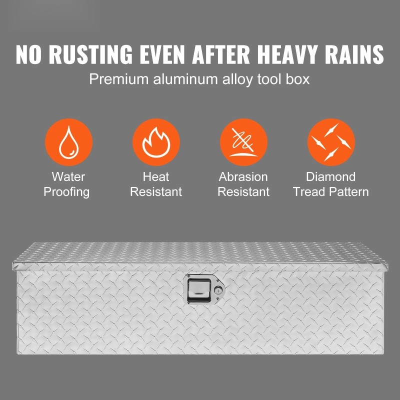 Työkalulaatikko alumiiniseoksesta 99×33×25 cm lava-autoihin hopea timanttikuvioitu