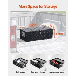 Työkalulaatikko alumiininen 762x330x244 mm musta sivukahvalla lukittava lavalle perävaunuun