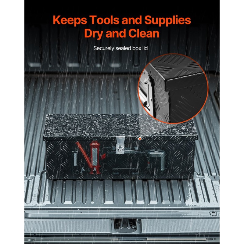 Työkalulaatikko alumiininen 762x330x244 mm musta sivukahvalla lukittava lavalle perävaunuun