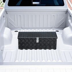 Työkalulaatikko alumiininen 762x330x244 mm musta sivukahvalla lukittava lavalle perävaunuun