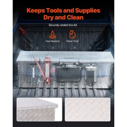 Alumiininen timanttikuvioitu työkalulaatikko 1244x381x381 mm pakettiautoon lukolla ja sivukahvalla