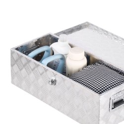 Työkalulaatikko alumiininen 30 13 9 6 tuumaa lukolla sivukahvoilla hopea