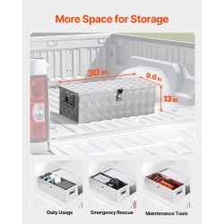 Työkalulaatikko alumiininen 30×13×9,6 tuumaa lukolla sivukahvoilla hopea