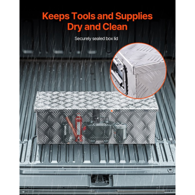 Työkalulaatikko alumiininen 30×13×9,6 tuumaa lukolla sivukahvoilla hopea