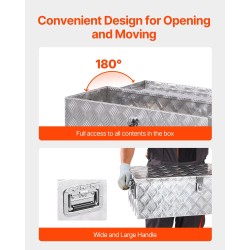 Työkalulaatikko alumiininen 30×13×9,6 tuumaa lukolla sivukahvoilla hopea