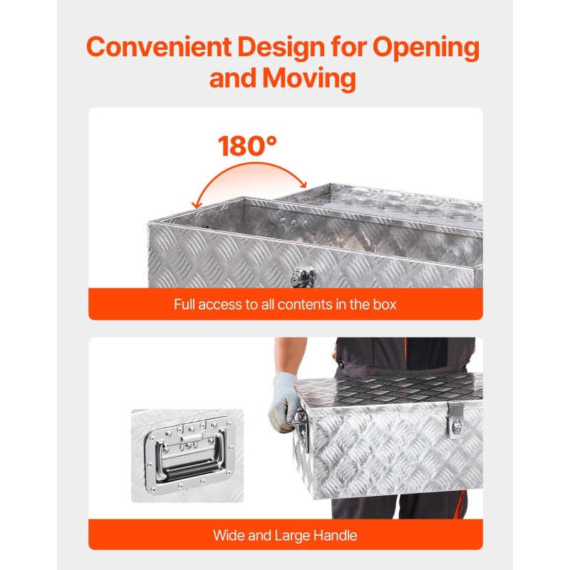 Työkalulaatikko alumiininen 30×13×9,6 tuumaa lukolla sivukahvoilla hopea