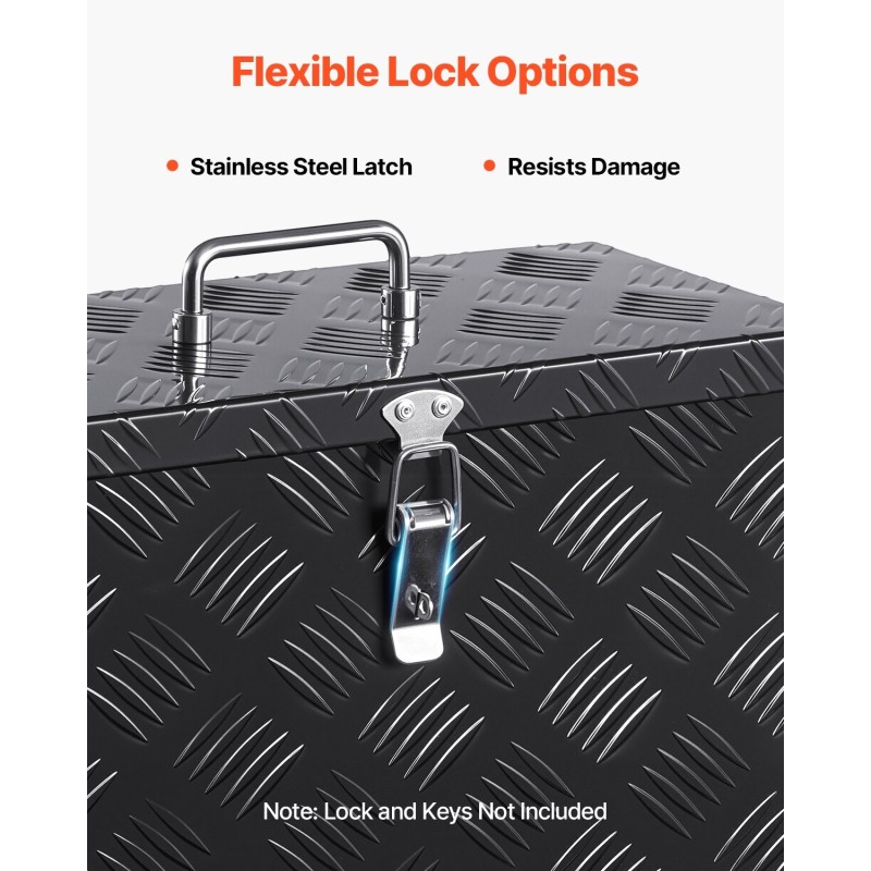 Alumiininen työkalulaatikko 406 x 190 x 254 mm musta sivukahvalla ja yläkahvalla