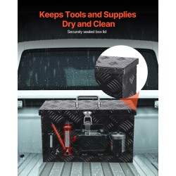 Alumiininen työkalulaatikko 406 x 190 x 254 mm musta sivukahvalla ja yläkahvalla