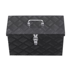 Alumiininen työkalulaatikko 406 x 190 x 254 mm musta sivukahvalla ja yläkahvalla