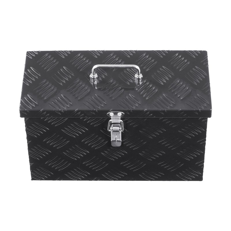 Alumiininen työkalulaatikko 406 x 190 x 254 mm musta sivukahvalla ja yläkahvalla