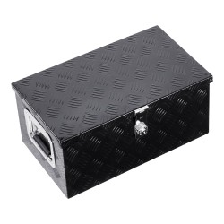 Alumiininen työkalulaatikko ajoneuvon lavalle 508x305x241 mm musta lukolla ja sivukahvalla